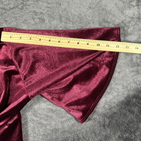 Windsor Burgundy Velvet Bolero Sz S Red Bell Sleeves Tie 90s Y2K Vamp Holiday - Picture 7 of 8